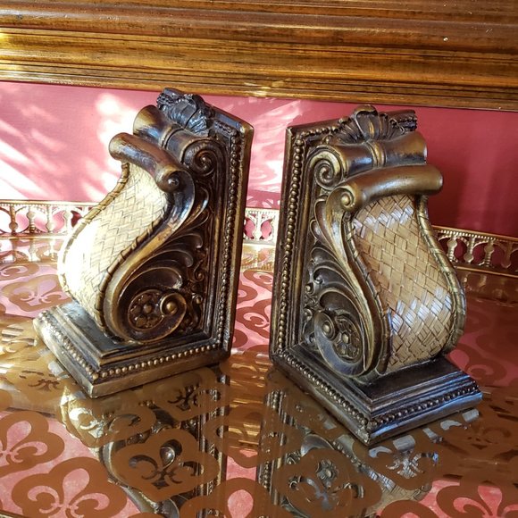 Other - Hand Carved Wood bamboo Bookends